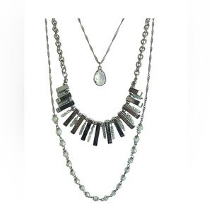 Silver and Seafoam Layered Necklace Set